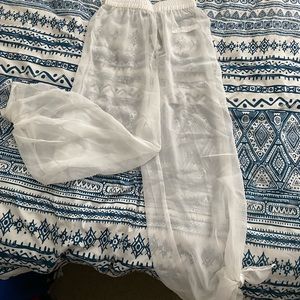 Nasty Gal white sheer cover up pants